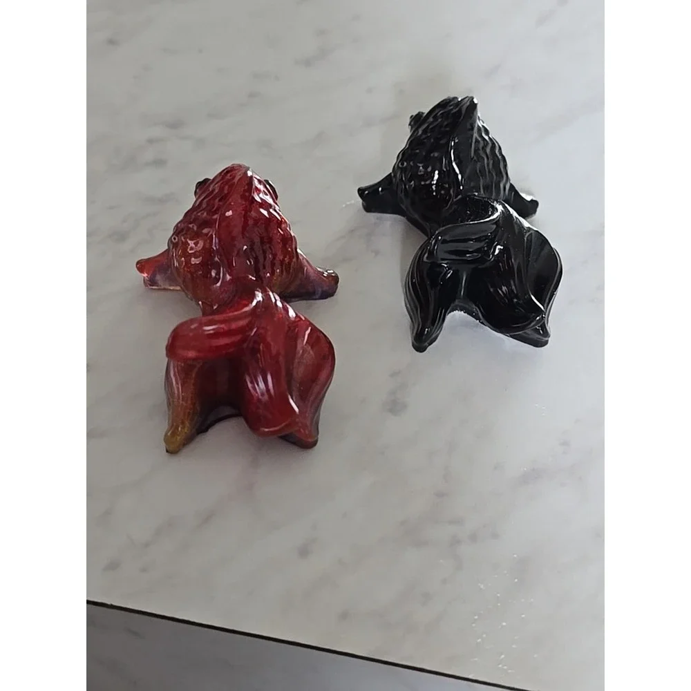 2‎ Resin Handmade Goldfish Black Red Decoration Gift. 612